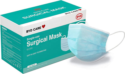 BYD CARE ASTM Level 3 surgical mask, medical-grade disposable ear loop face mask, FDA-registered