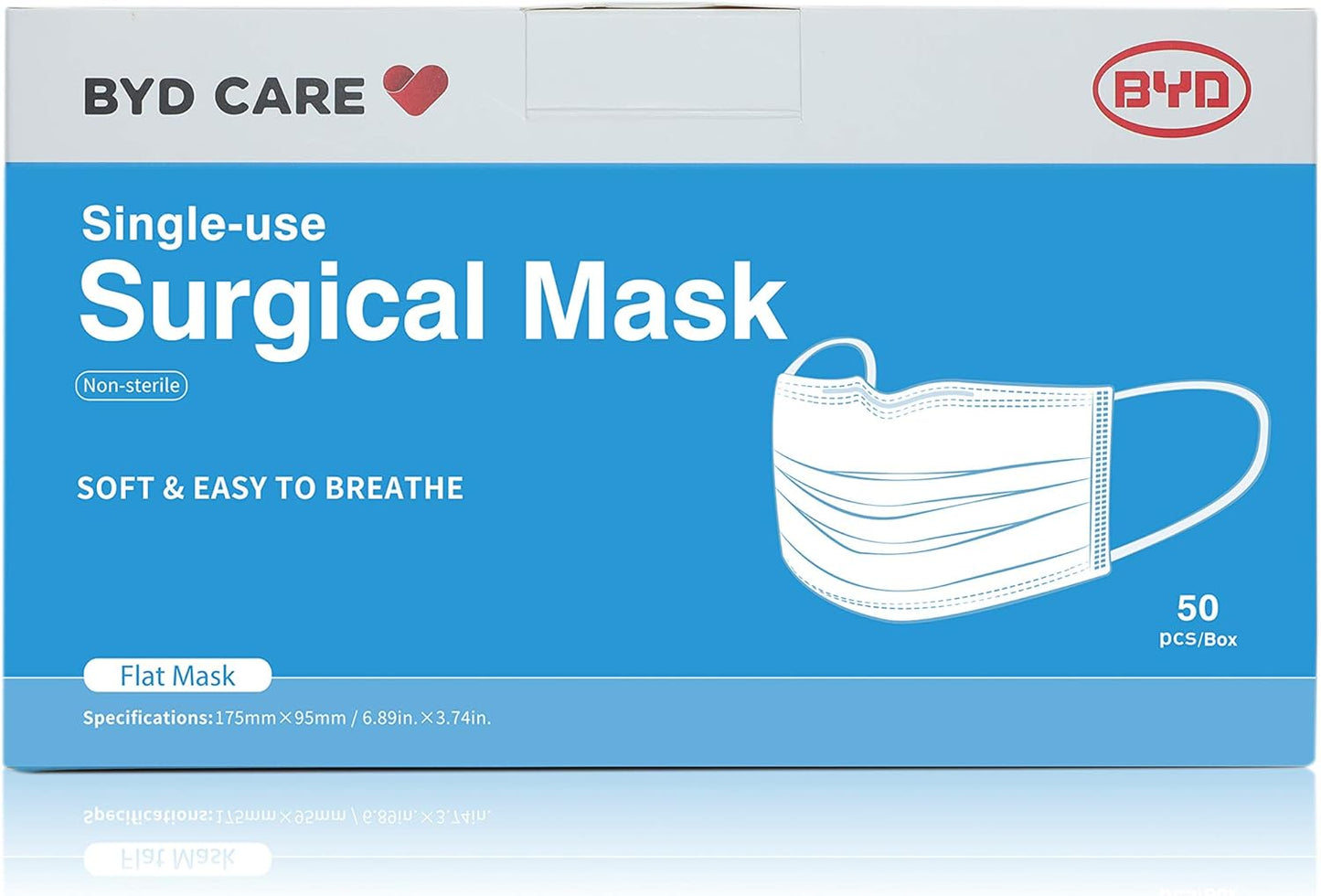 BYD CARE ASTM Level 2 Disposable Face Mask – Non-Sterile, 50 pcs
